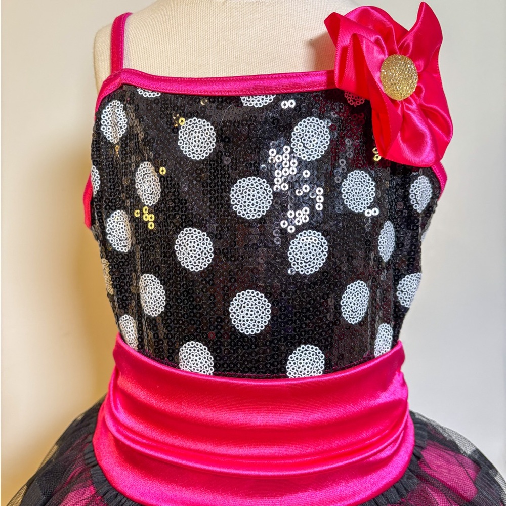 Pink black ballet tutu dance costume 💖Child size medium (5)🌸with surprise gift 💝